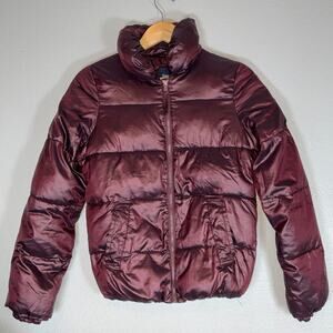 Abercrombie & Fitch Black Hooded Reversible Puffer Jacket Kids 11 / 12 Faux Fur